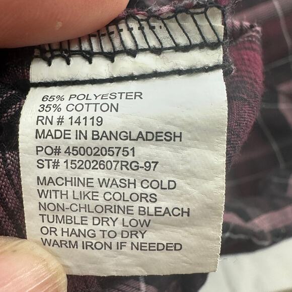 Vintage Ely Cattleman Western Shirt Mens Medium Pearl Snap Burgundy Black Plaid - Picture 4 of 6